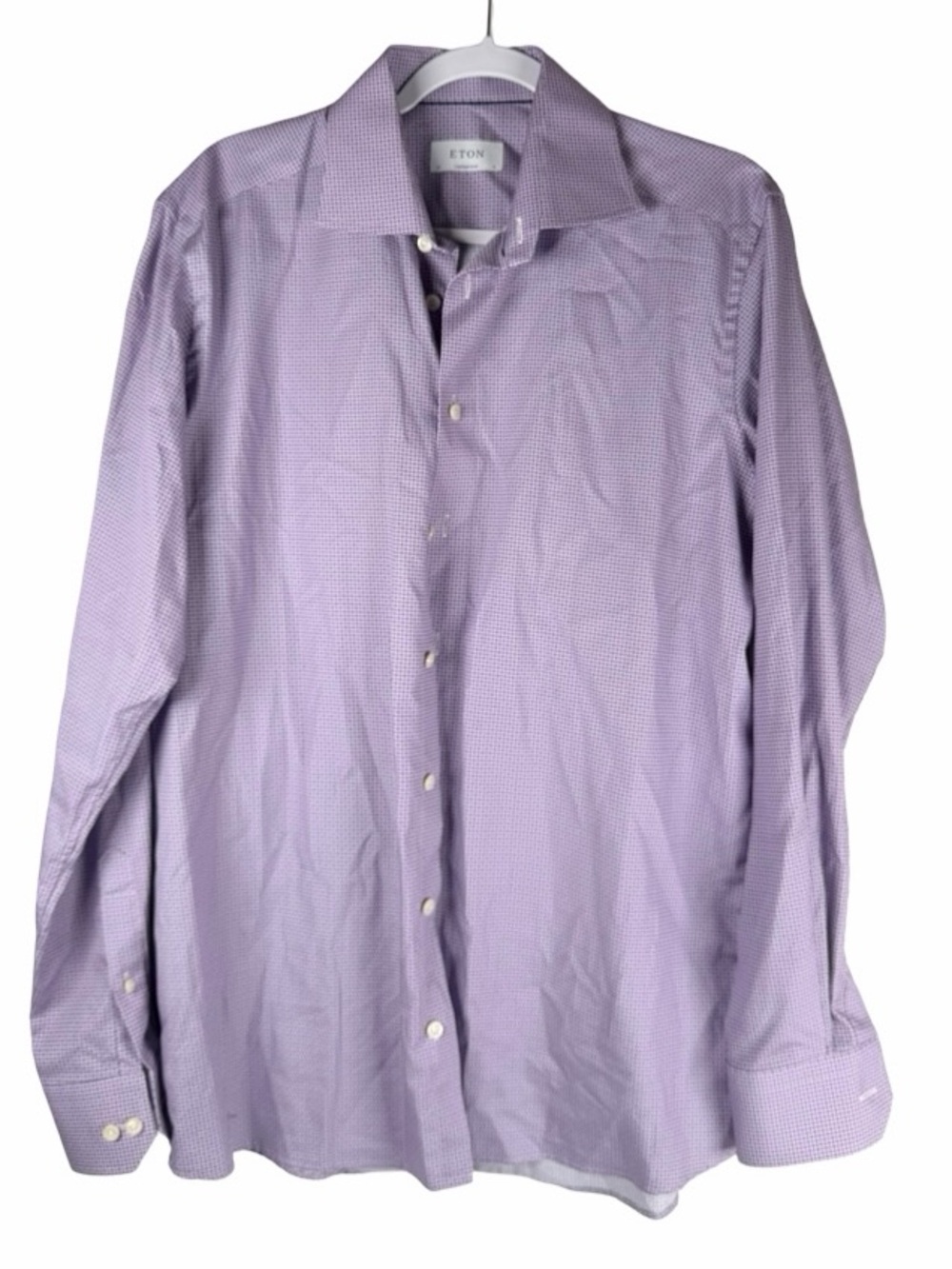 Eton Purple Geometric Print Long Sleeve Button Up Dress Shirt Men’s Size 41, 16